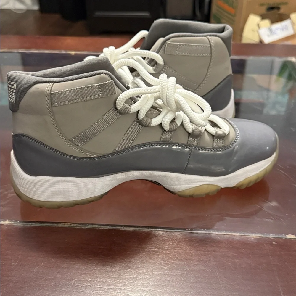 Jordan Gray and White High-Top Sneakers - Picture 5 of 7